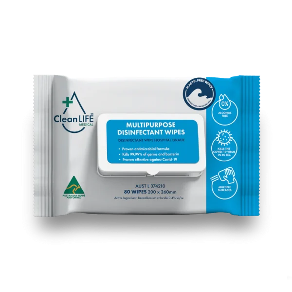 CleanLIFE Multipurpose Disinfectant And Detergent Wipes Soft Pack